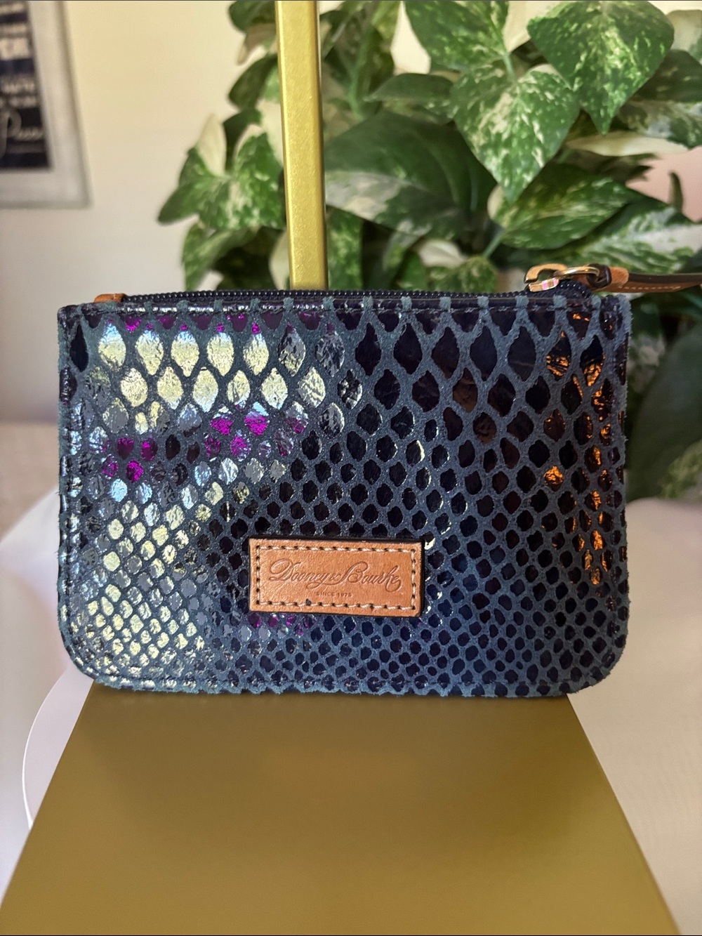 Dooney & Bourke Navy Snake-Print Pouch